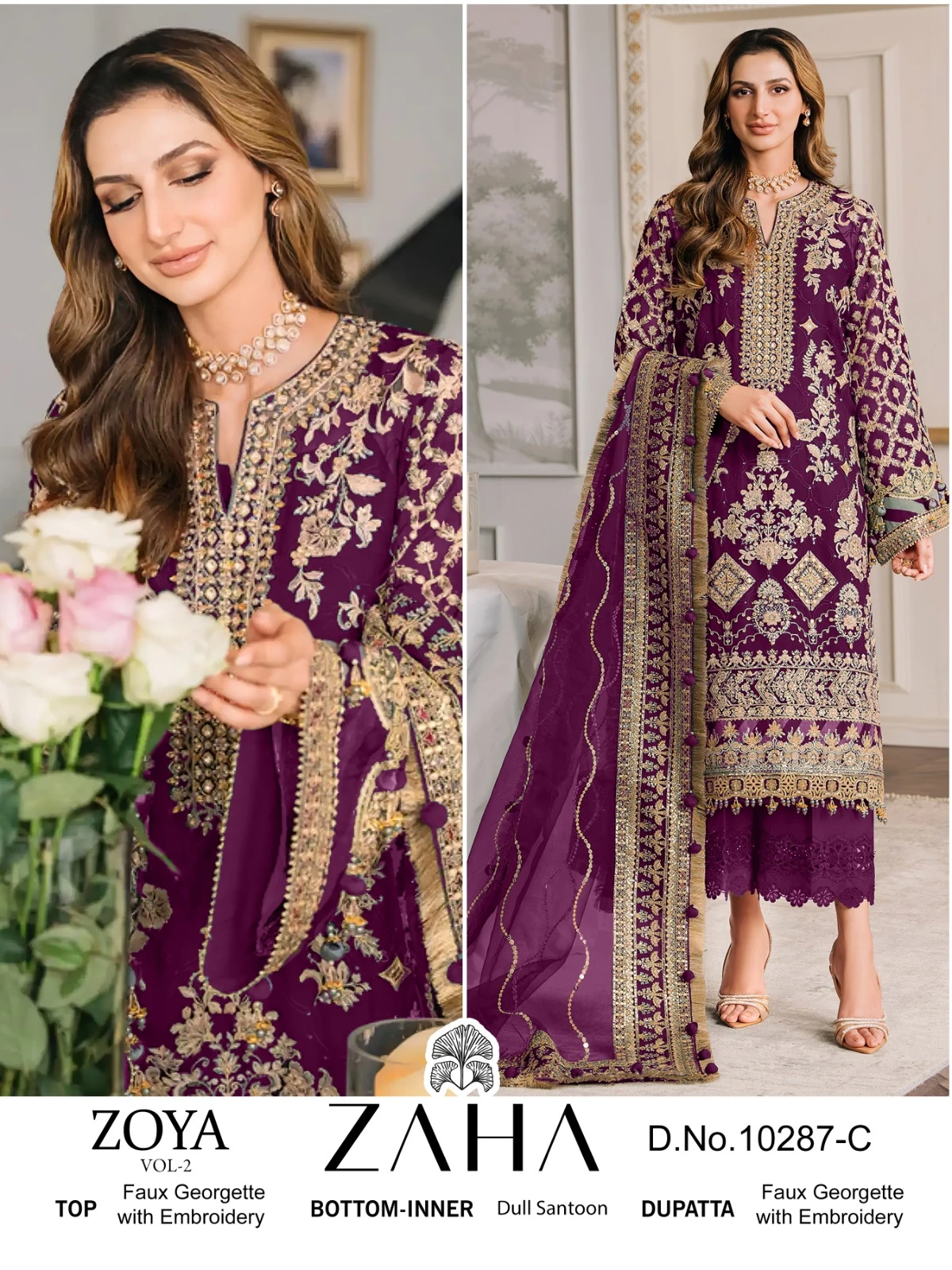 Zaha Zoya Vol 2 Georgette Wholesale Pakistani Salwar Suit Catalog — Wholesale Salwar Suits, MPA wholesale from Surat — view 7